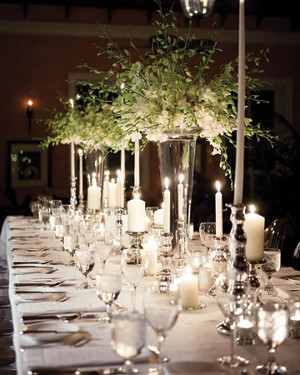 centros de mesa con velas para recepciones de bodas