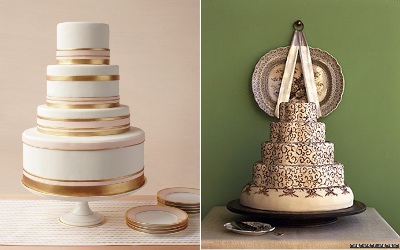 torta de boda decorada con diseño de vajilla