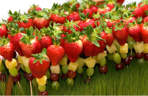 mesas de postres con frutas