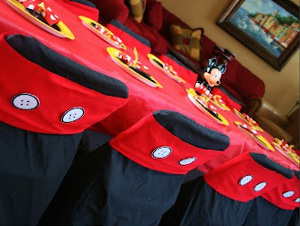 decoracion fiesta mickey con botones del pantalon de mickey