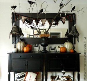 decoracion de halloween con cuervos