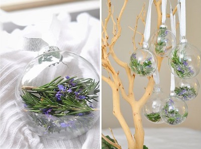 bolas de navidad transparentes decoradas 