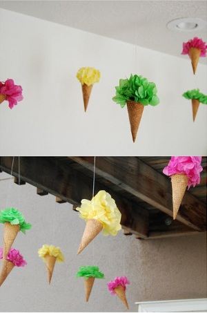 decoracion conos de helados para fiestas