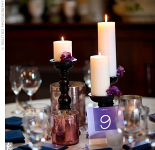 grupos de velas como centros de mesa