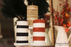 velas decoradas con purpurina, escarcha o brillantina para fiestas y eventos